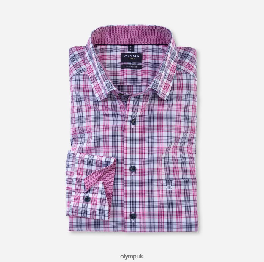 Clothing OLYMP Luxor Modern Fit, Business Shirt, Under Button-Down, Fuchsia NZ22L1026