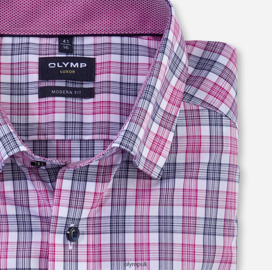 Clothing OLYMP Luxor Modern Fit, Business Shirt, Under Button-Down, Fuchsia NZ22L1026