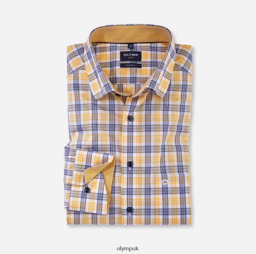 Clothing OLYMP Luxor Modern Fit, Business Shirt, Under Button-Down, Yellow NZ22L1097