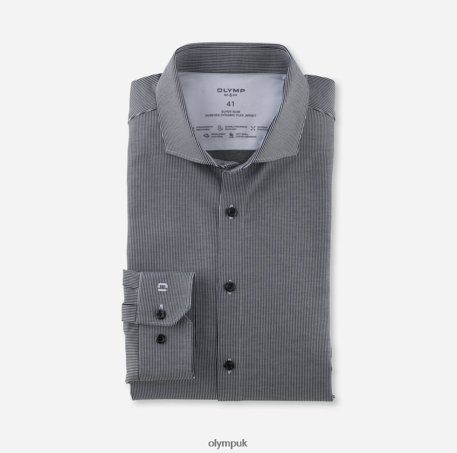 Clothing OLYMP No. Six 24/Seven Super Slim, Business Shirt, Cutaway, Black NZ22L118