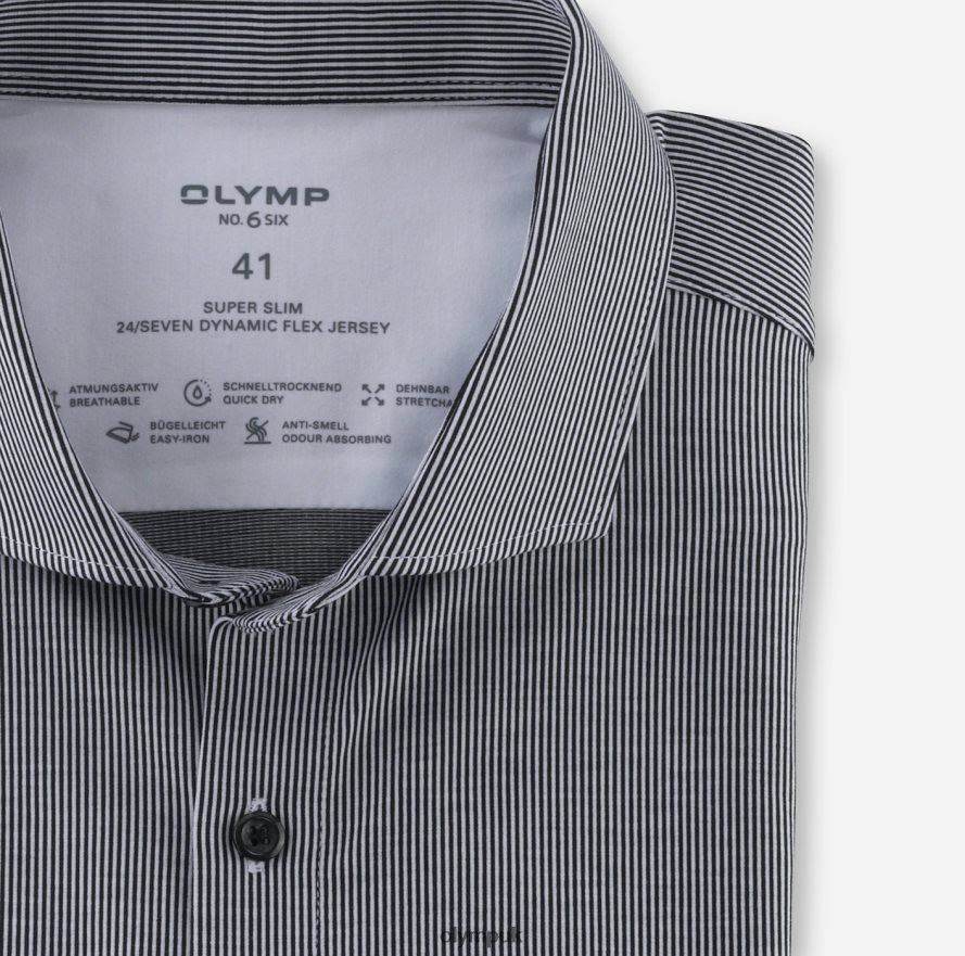 Clothing OLYMP No. Six 24/Seven Super Slim, Business Shirt, Cutaway, Black NZ22L118