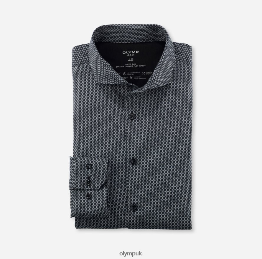 Clothing OLYMP No. Six 24/Seven Super Slim, Business Shirt, Cutaway, Black NZ22L139
