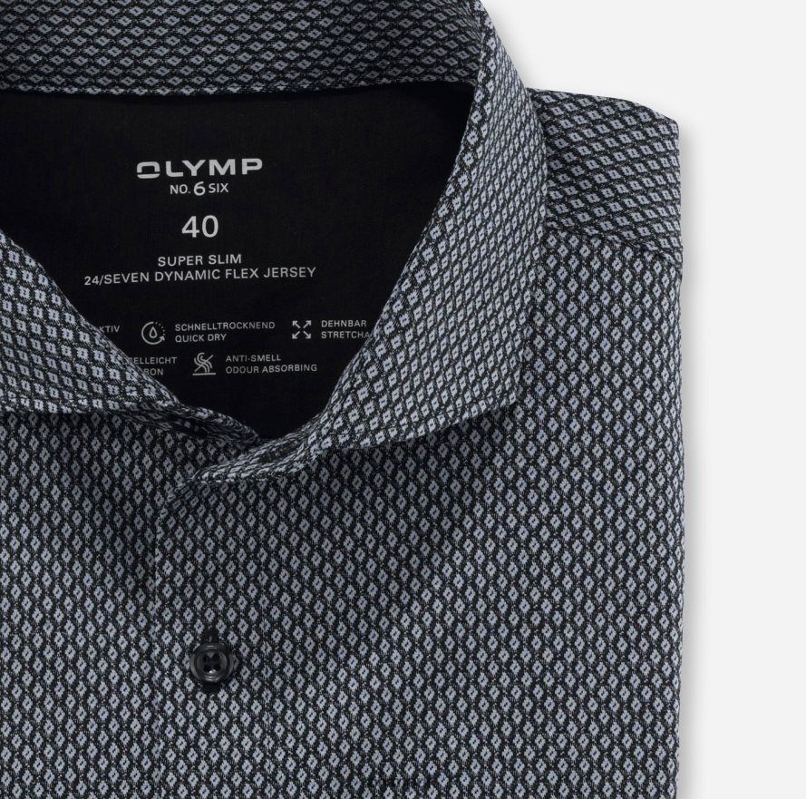 Clothing OLYMP No. Six 24/Seven Super Slim, Business Shirt, Cutaway, Black NZ22L139