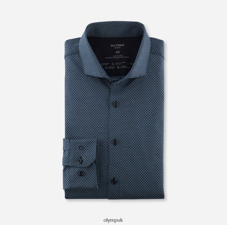 Clothing OLYMP No. Six 24/Seven Super Slim, Business Shirt, Cutaway, Bleu NZ22L169