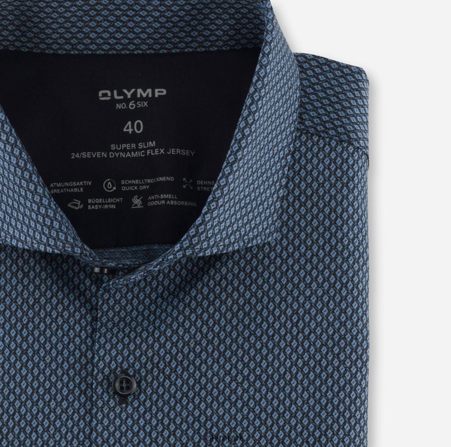 Clothing OLYMP No. Six 24/Seven Super Slim, Business Shirt, Cutaway, Bleu NZ22L169