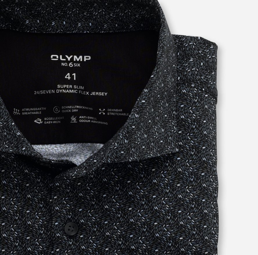 Clothing OLYMP No. Six 24/Seven Super Slim, Business Shirt, Kent, Anthracite NZ22L238
