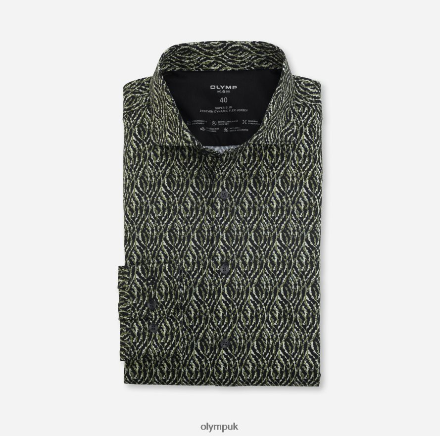 Clothing OLYMP No. Six 24/Seven Super Slim, Business Shirt, Kent, Olive NZ22L193