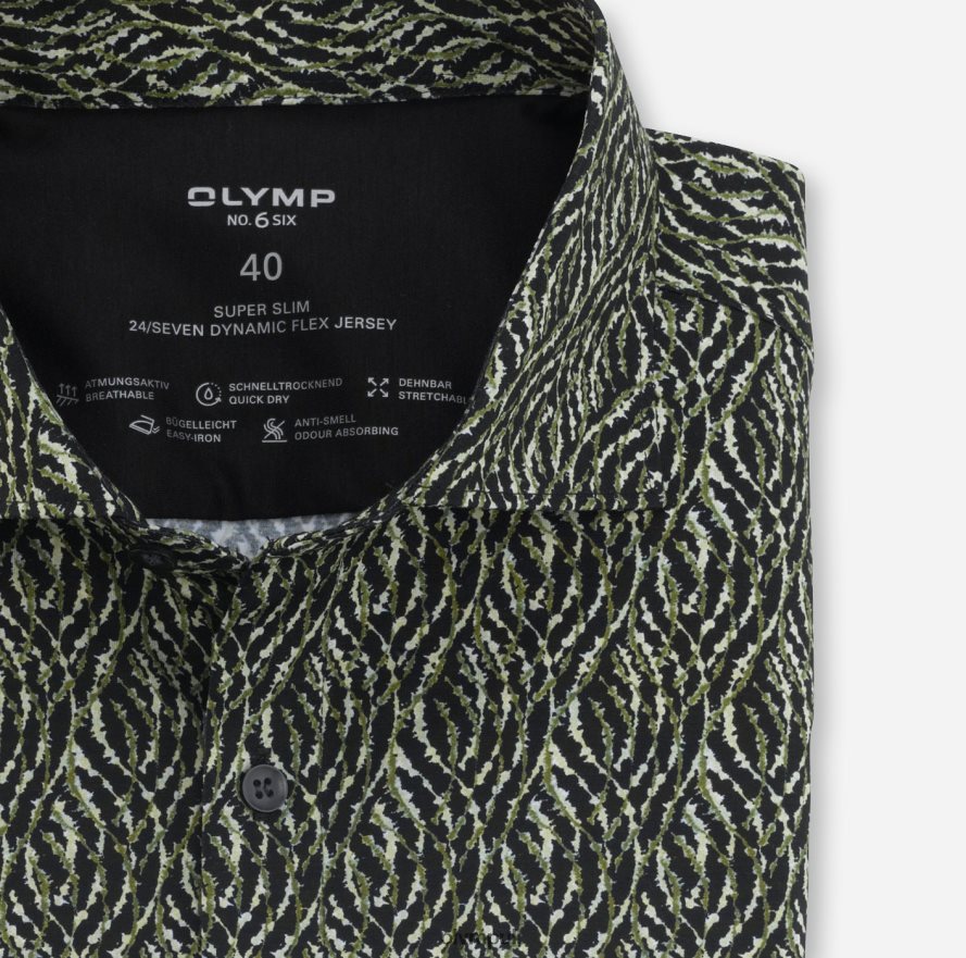 Clothing OLYMP No. Six 24/Seven Super Slim, Business Shirt, Kent, Olive NZ22L193