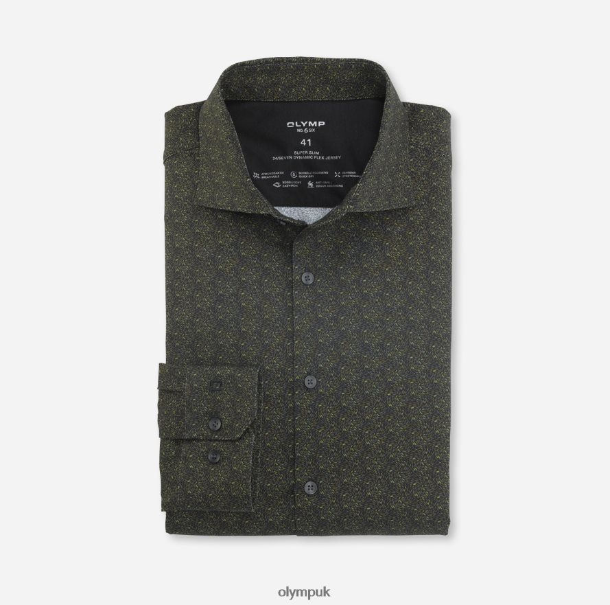 Clothing OLYMP No. Six 24/Seven Super Slim, Business Shirt, Kent, Olive NZ22L219