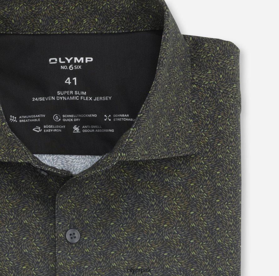 Clothing OLYMP No. Six 24/Seven Super Slim, Business Shirt, Kent, Olive NZ22L219