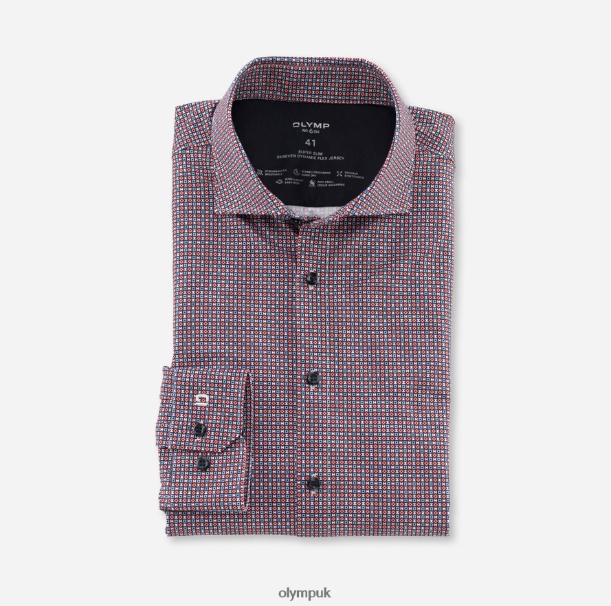 Clothing OLYMP No. Six 24/Seven Super Slim, Business Shirt, Kent, Red Orange NZ22L242