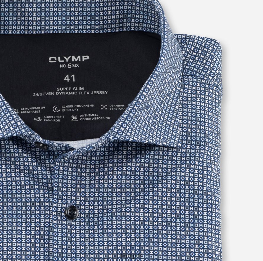 Clothing OLYMP No. Six 24/Seven Super Slim, Business Shirt, Kent, Royal NZ22L86
