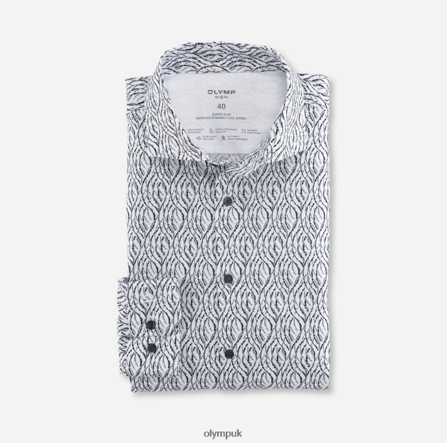 Clothing OLYMP No. Six 24/Seven Super Slim, Business Shirt, Kent, Silver Grey NZ22L240