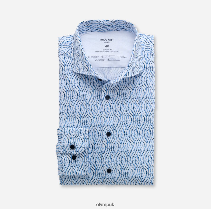 Clothing OLYMP No. Six 24/Seven Super Slim, Business Shirt, Kent, Smoke Blue NZ22L237