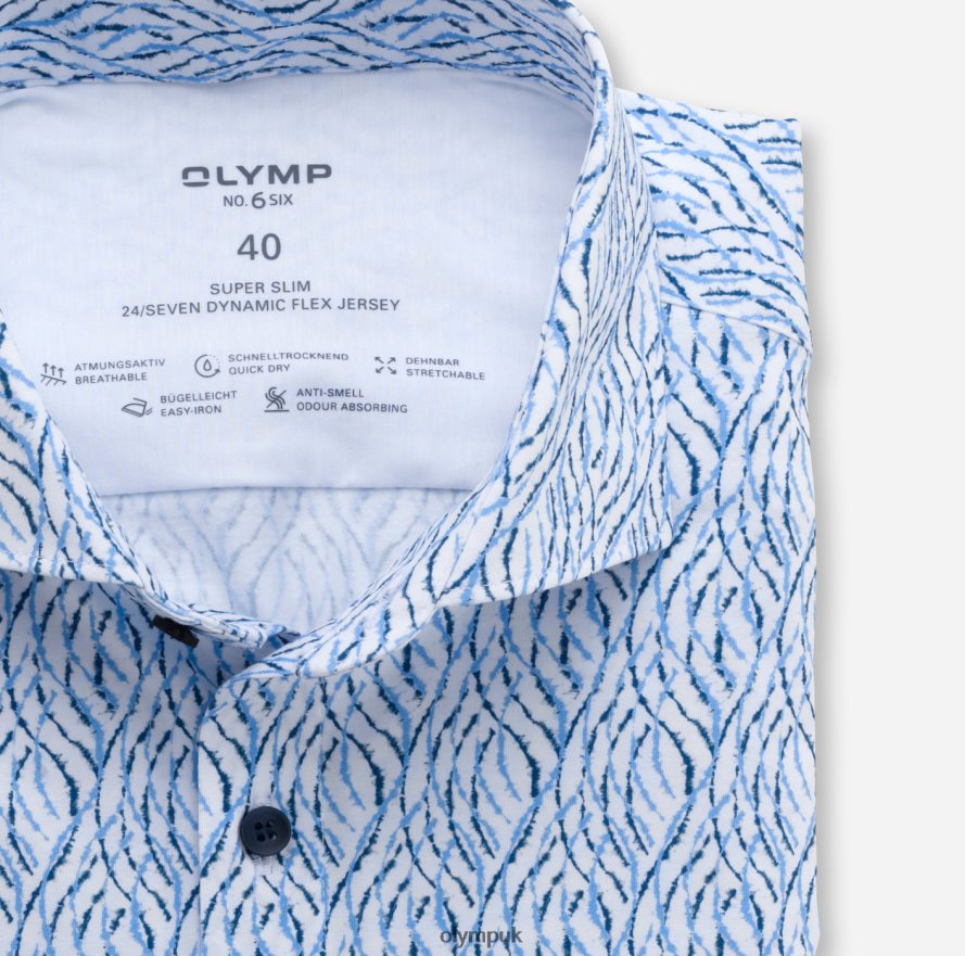 Clothing OLYMP No. Six 24/Seven Super Slim, Business Shirt, Kent, Smoke Blue NZ22L237
