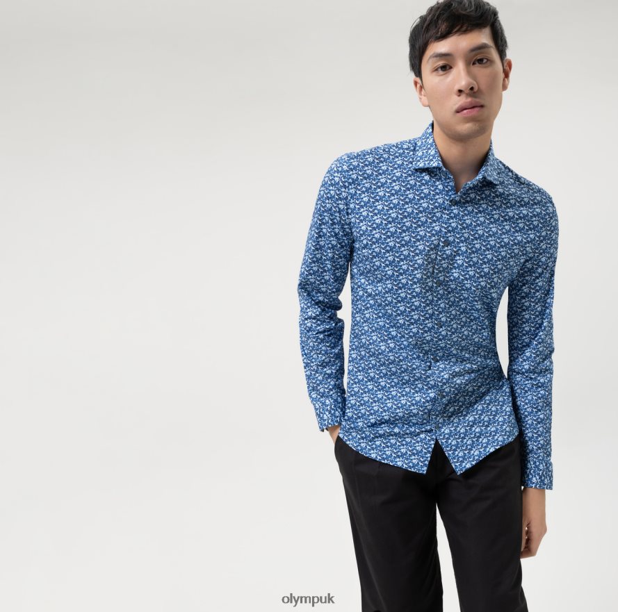 Clothing OLYMP No. Six 24/Seven Super Slim, Business Shirt, Long Sleeve Extra Long, Kent, Marine NZ22L322