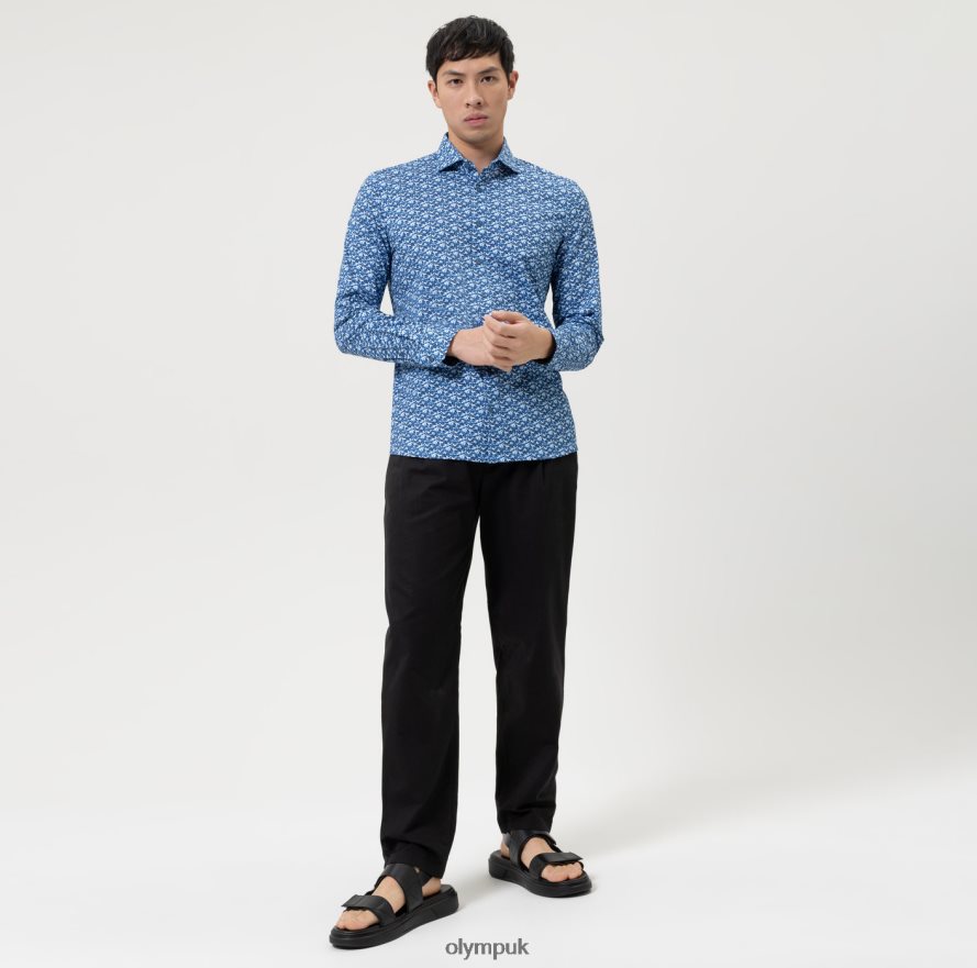 Clothing OLYMP No. Six 24/Seven Super Slim, Business Shirt, Long Sleeve Extra Long, Kent, Marine NZ22L322