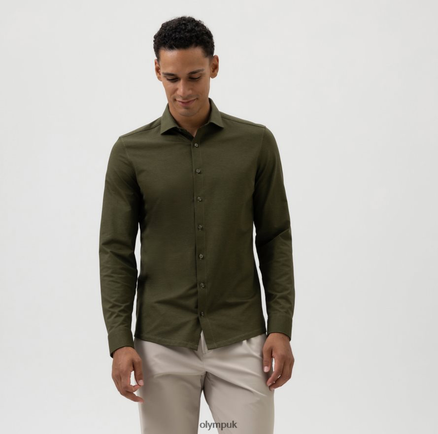 Clothing OLYMP No. Six 24/Seven Super Slim, Business Shirt, Long Sleeve Extra Long, Kent, Olive NZ22L336