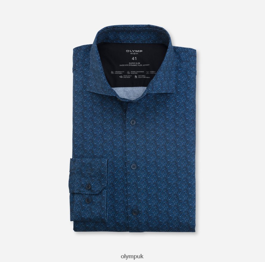 Clothing OLYMP No. Six 24/Seven Super Slim, Business Shirt, Long Sleeve Extra Long, Kent, Smoke Blue NZ22L333