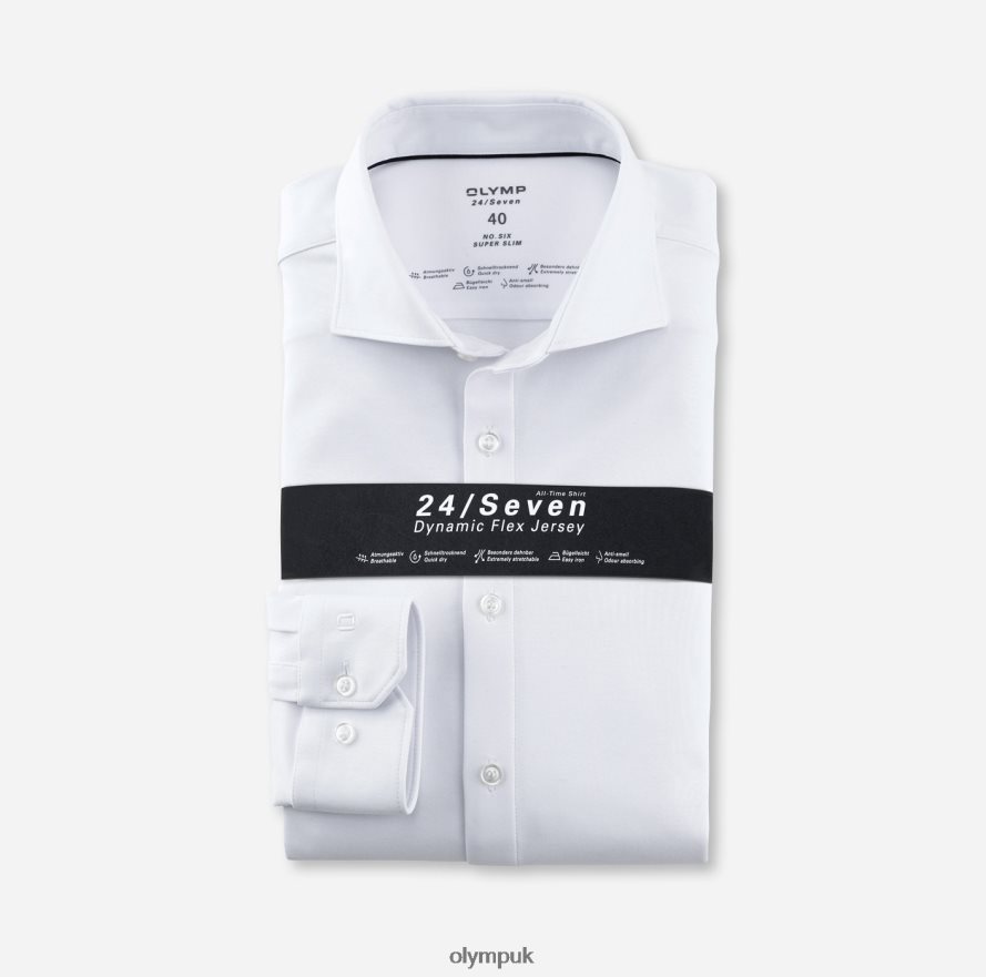 Clothing OLYMP No. Six 24/Seven Super Slim, Business Shirt, Long Sleeve Extra Long, Kent, White NZ22L335