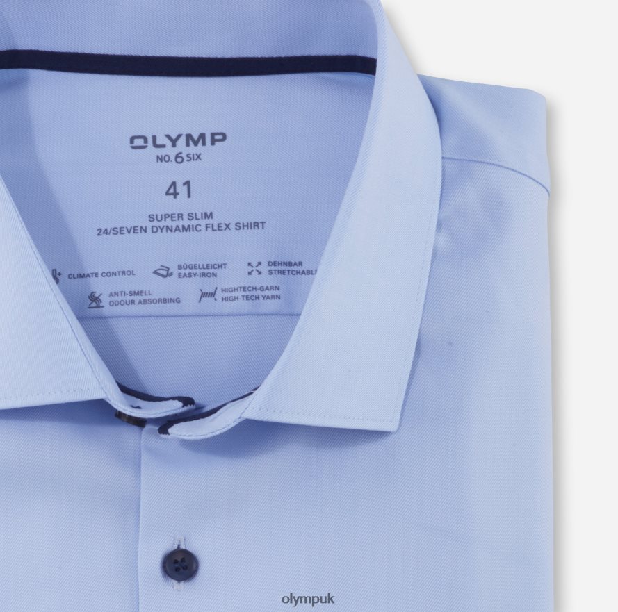 Clothing OLYMP No. Six 24/Seven Super Slim, Business Shirt, Long Sleeve Extra Long, Modern Kent, Bleu NZ22L328
