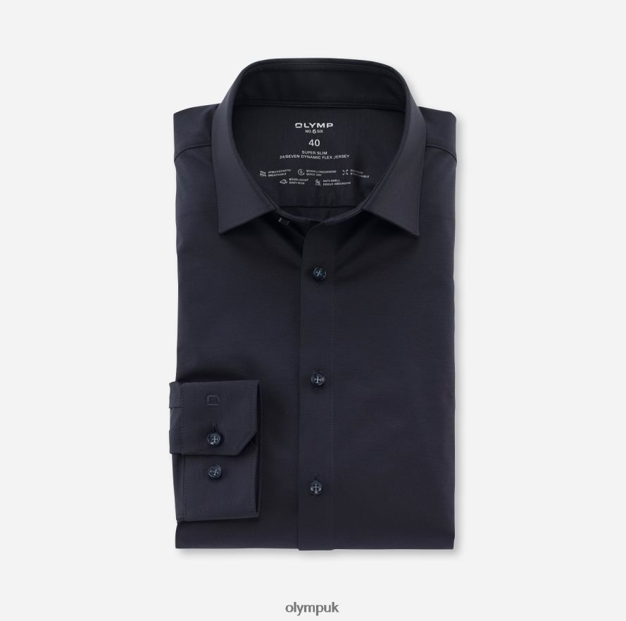 Clothing OLYMP No. Six 24/Seven Super Slim, Business Shirt, Long Sleeve Extra Long, Urban Kent, Marine NZ22L289