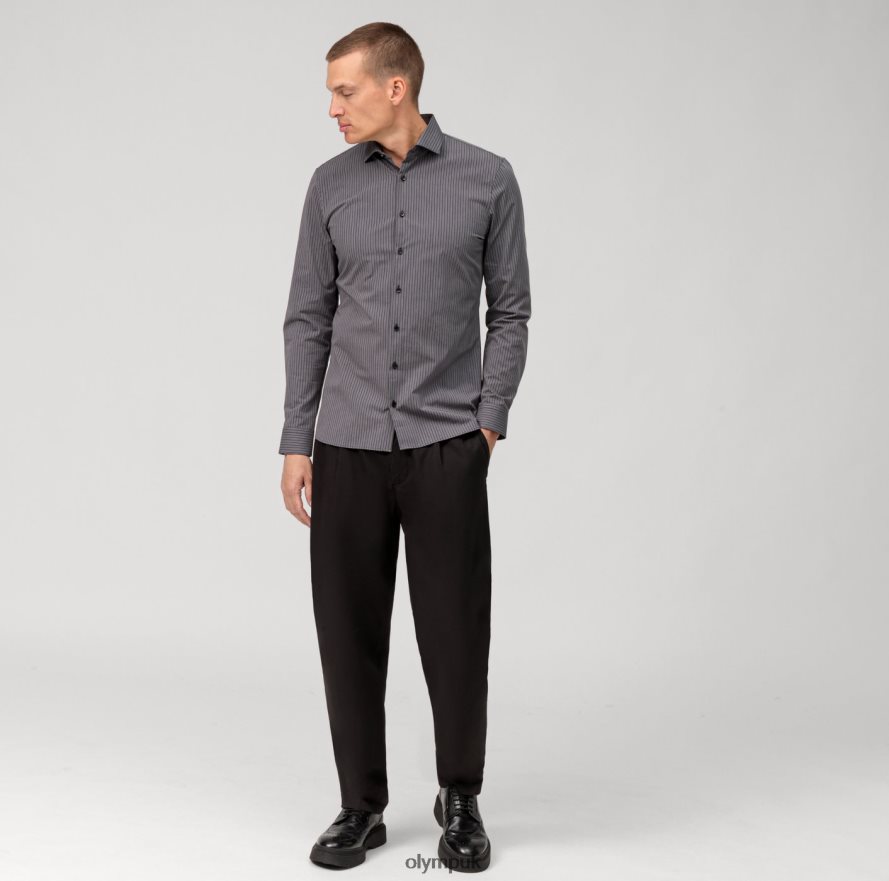Clothing OLYMP No. Six 24/Seven Super Slim, Business Shirt, Modern Kent, Anthracite NZ22L103