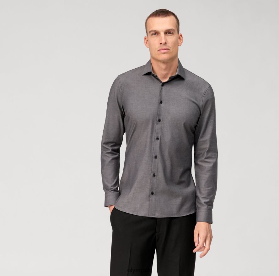 Clothing OLYMP No. Six 24/Seven Super Slim, Business Shirt, Modern Kent, Anthracite NZ22L50