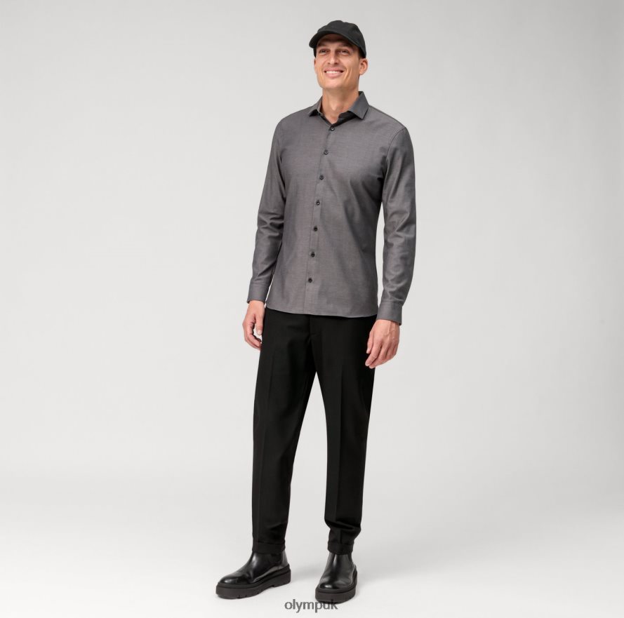 Clothing OLYMP No. Six 24/Seven Super Slim, Business Shirt, Modern Kent, Anthracite NZ22L50