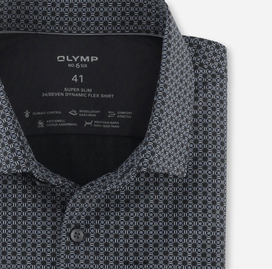 Clothing OLYMP No. Six 24/Seven Super Slim, Business Shirt, Modern Kent, Black NZ22L13