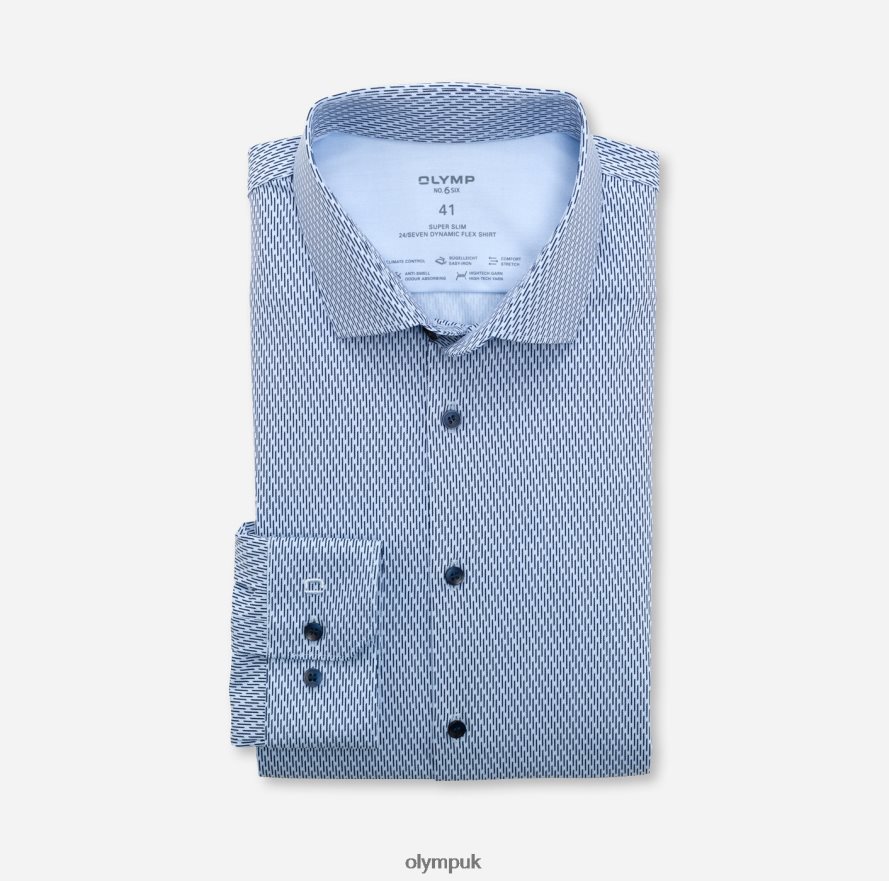 Clothing OLYMP No. Six 24/Seven Super Slim, Business Shirt, Modern Kent, Bleu NZ22L258