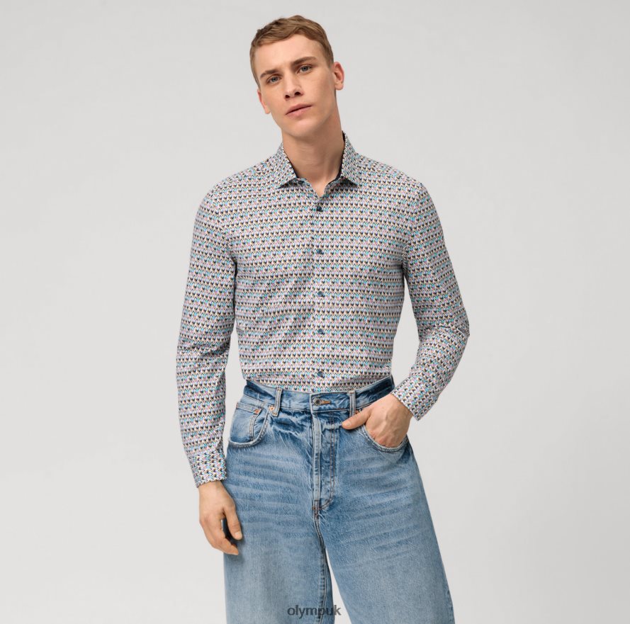 Clothing OLYMP No. Six 24/Seven Super Slim, Business Shirt, Modern Kent, Emerald NZ22L20