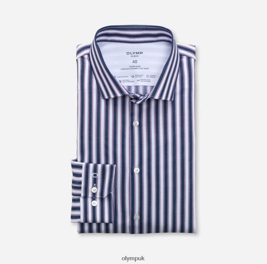 Clothing OLYMP No. Six 24/Seven Super Slim, Business Shirt, Modern Kent, Garnet NZ22L212