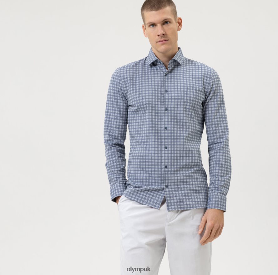 Clothing OLYMP No. Six 24/Seven Super Slim, Business Shirt, Modern Kent, Marine NZ22L165