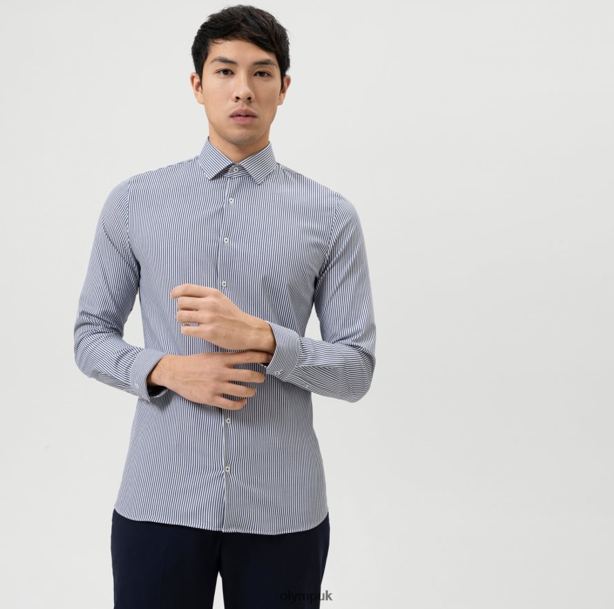 Clothing OLYMP No. Six 24/Seven Super Slim, Business Shirt, Modern Kent, Marine NZ22L274