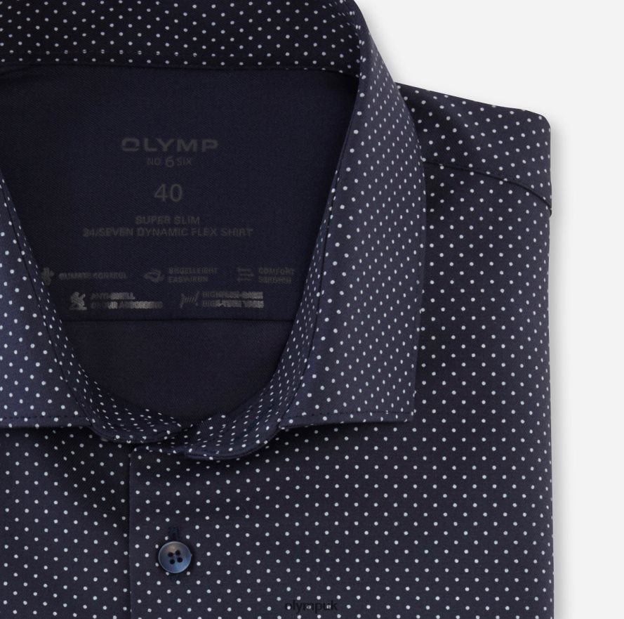Clothing OLYMP No. Six 24/Seven Super Slim, Business Shirt, Modern Kent, Marine NZ22L276