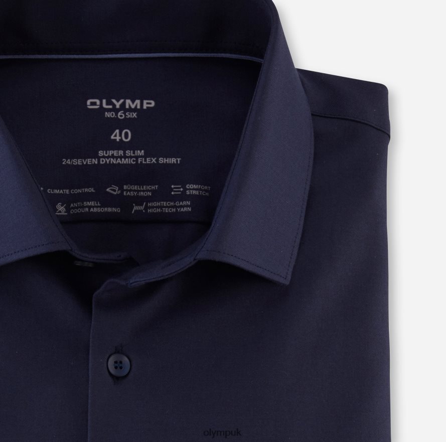 Clothing OLYMP No. Six 24/Seven Super Slim, Business Shirt, Modern Kent, Marine NZ22L54