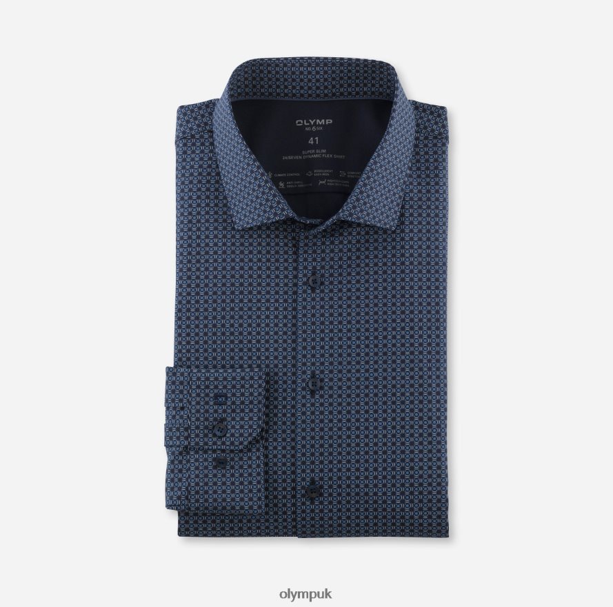 Clothing OLYMP No. Six 24/Seven Super Slim, Business Shirt, Modern Kent, Marine NZ22L64