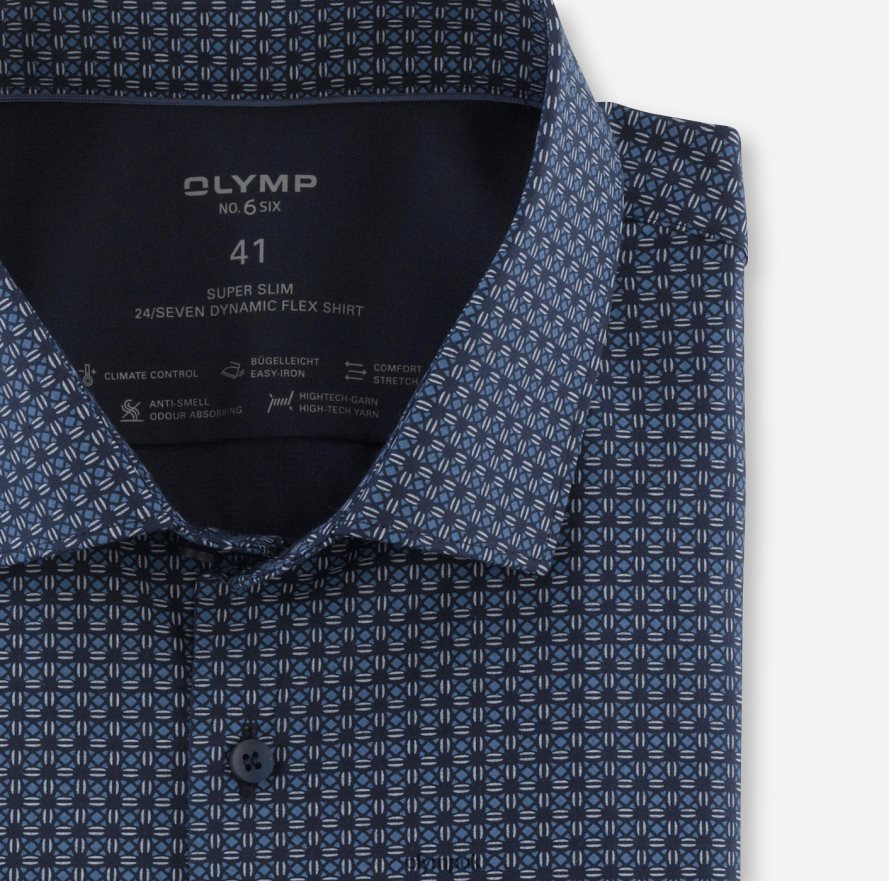 Clothing OLYMP No. Six 24/Seven Super Slim, Business Shirt, Modern Kent, Marine NZ22L64