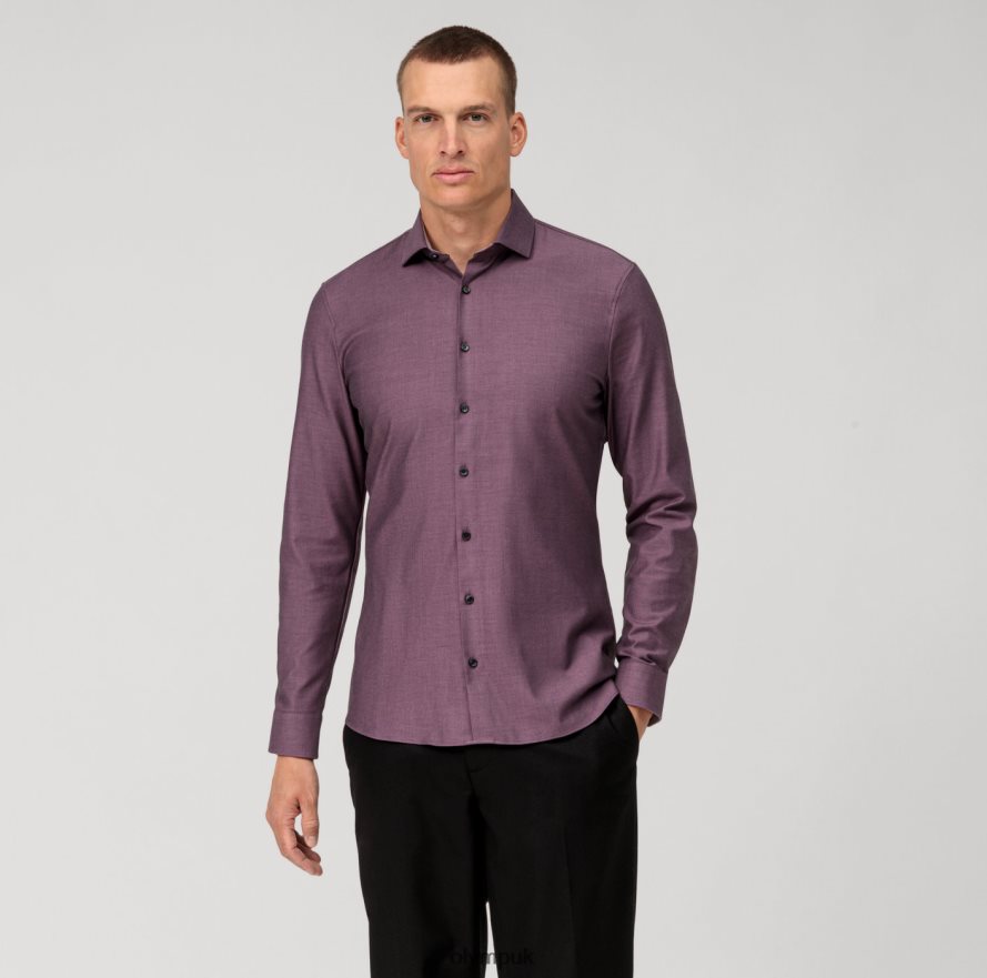 Clothing OLYMP No. Six 24/Seven Super Slim, Business Shirt, Modern Kent, Mauve NZ22L81