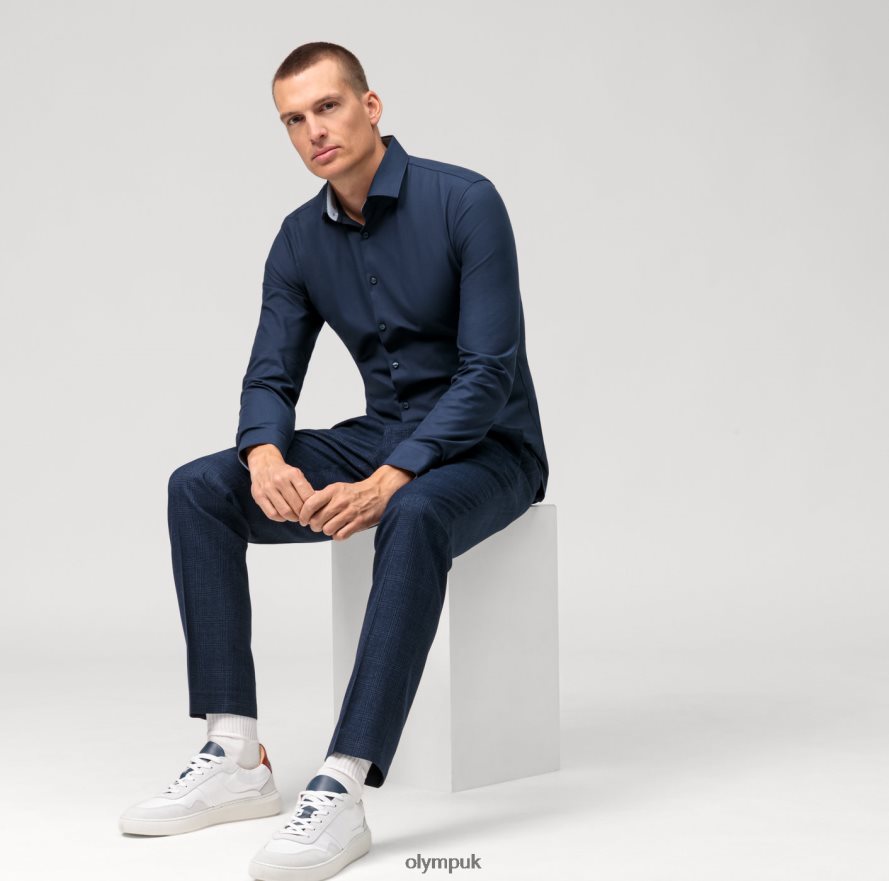 Clothing OLYMP No. Six 24/Seven Super Slim, Business Shirt, Modern Kent, Midnight Blue NZ22L69