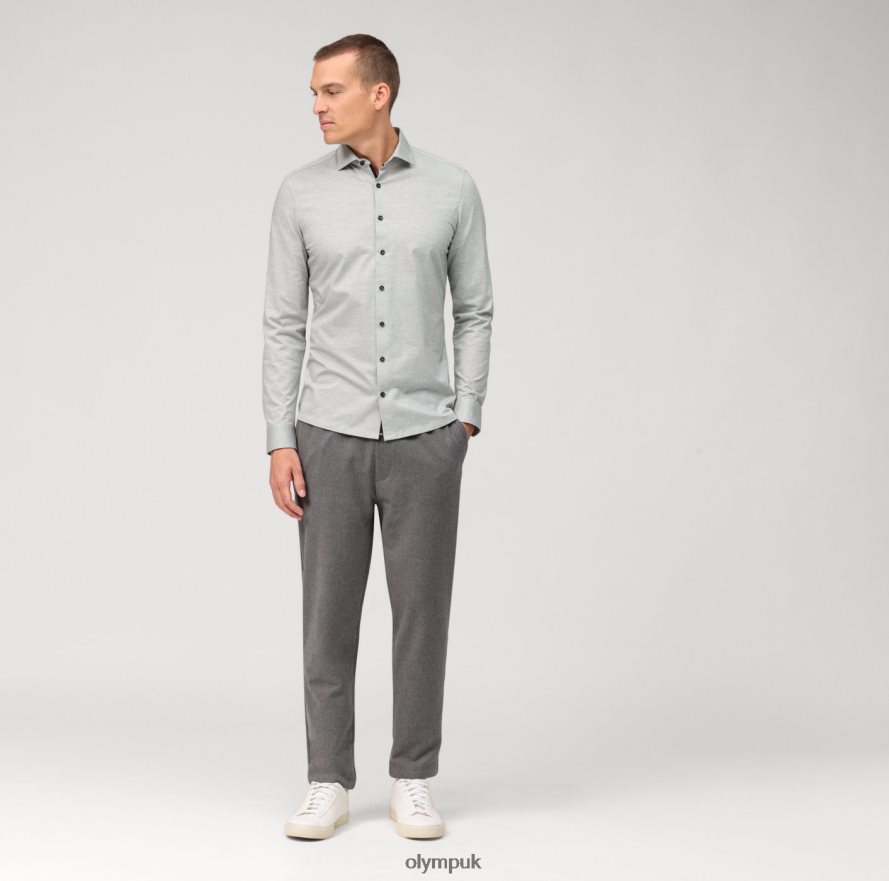 Clothing OLYMP No. Six 24/Seven Super Slim, Business Shirt, Modern Kent, Olive NZ22L71