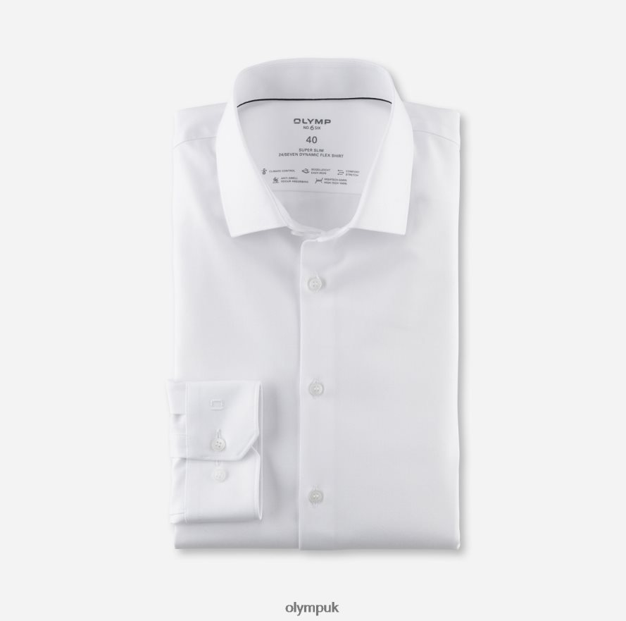 Clothing OLYMP No. Six 24/Seven Super Slim, Business Shirt, Modern Kent, White NZ22L126