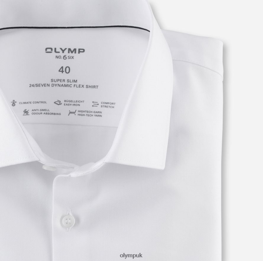 Clothing OLYMP No. Six 24/Seven Super Slim, Business Shirt, Modern Kent, White NZ22L126
