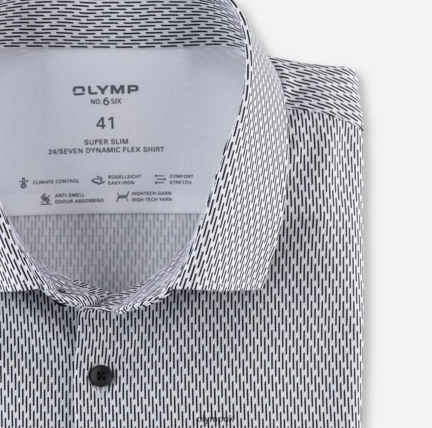 Clothing OLYMP No. Six 24/Seven Super Slim, Business Shirt, Modern Kent, White NZ22L254
