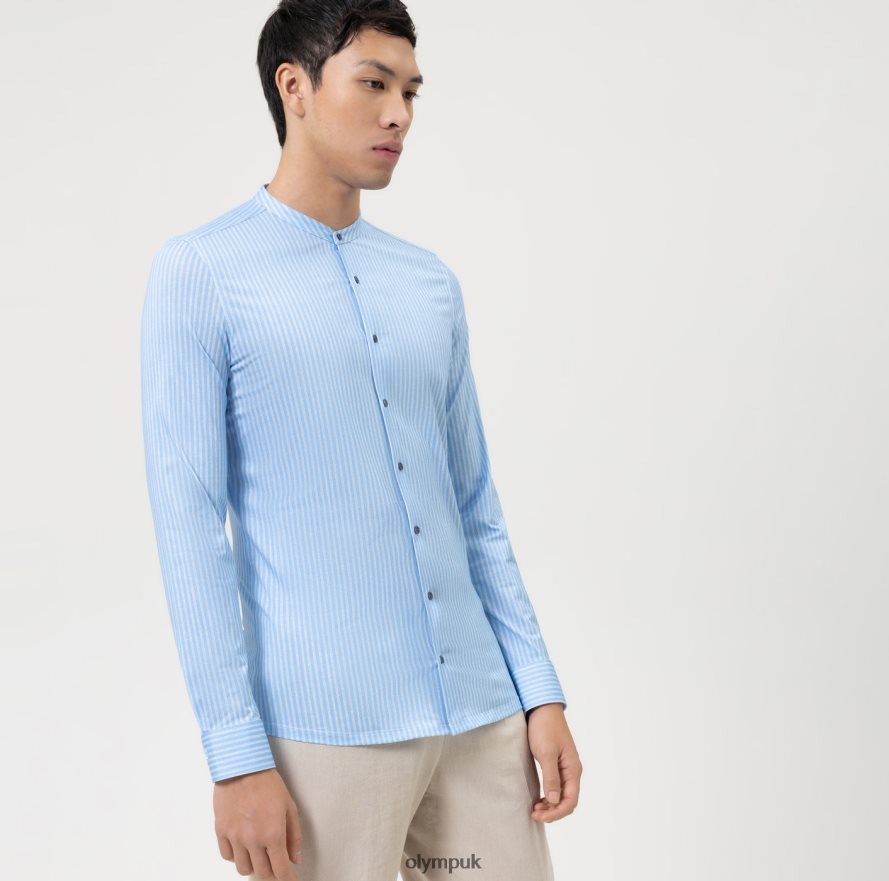 Clothing OLYMP No. Six 24/Seven Super Slim, Business Shirt, Stand-Up Collar, Bleu NZ22L11