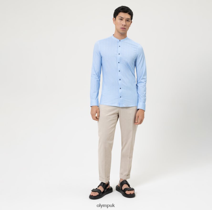 Clothing OLYMP No. Six 24/Seven Super Slim, Business Shirt, Stand-Up Collar, Bleu NZ22L11