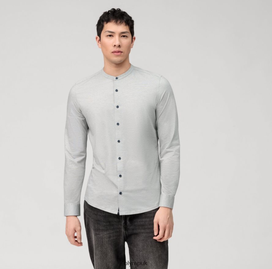 Clothing OLYMP No. Six 24/Seven Super Slim, Business Shirt, Stand-Up Collar, Olive NZ22L58