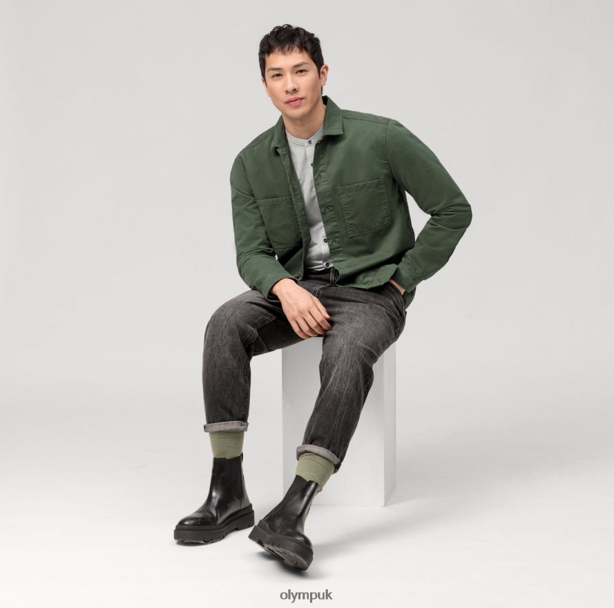 Clothing OLYMP No. Six 24/Seven Super Slim, Business Shirt, Stand-Up Collar, Olive NZ22L58