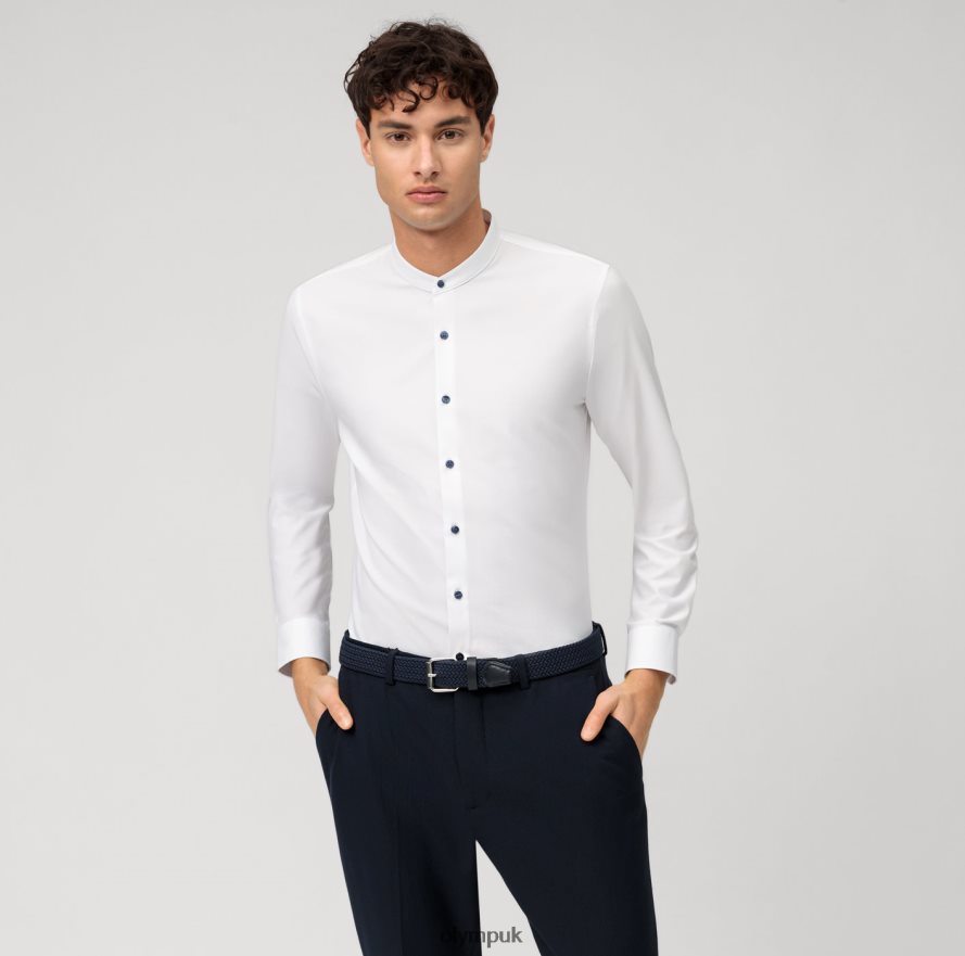 Clothing OLYMP No. Six 24/Seven Super Slim, Business Shirt, Stand-Up Collar, White NZ22L208